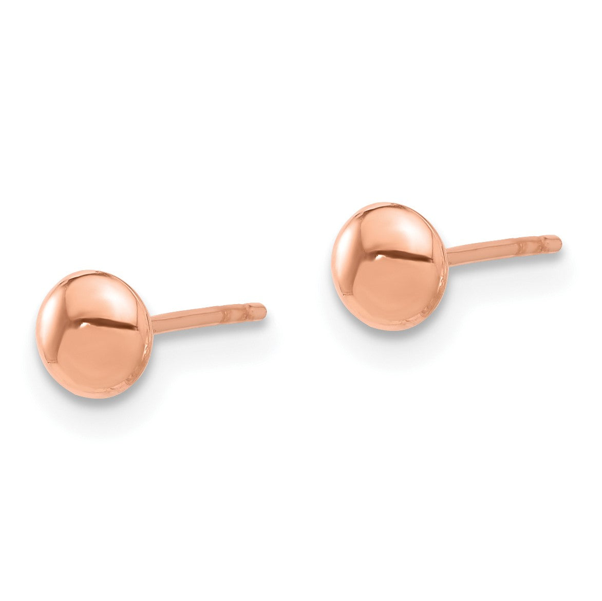 14K Rose Gold 4.5mm Polished Puffed Round Button Post Earrings