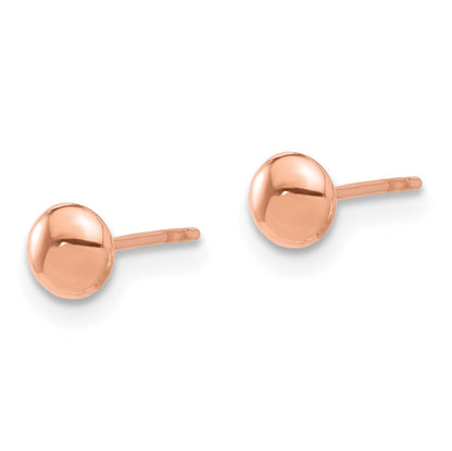 14K Rose Gold 4.5mm Polished Puffed Round Button Post Earrings