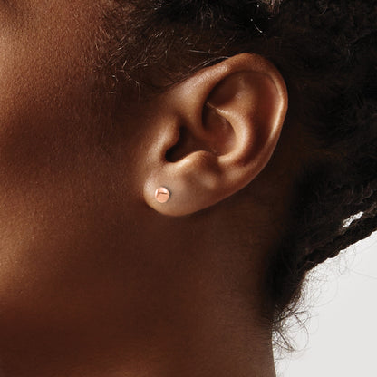 14K Rose Gold 4.5mm Polished Puffed Round Button Post Earrings