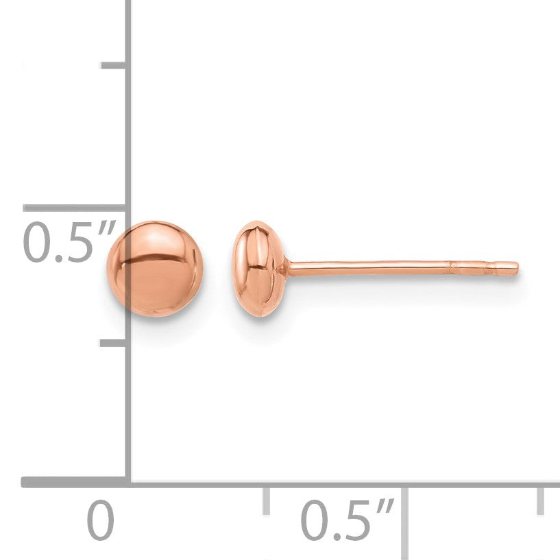 14K Rose Gold 4.5mm Polished Puffed Round Button Post Earrings