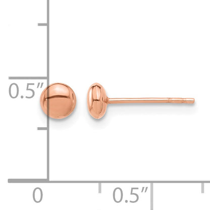 14K Rose Gold 4.5mm Polished Puffed Round Button Post Earrings