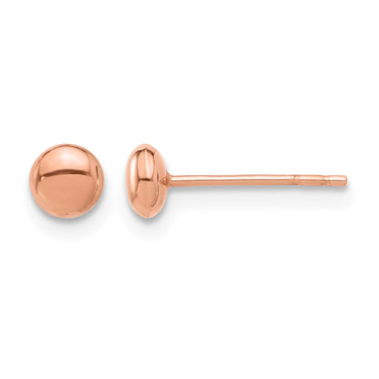14K Rose Gold 4.5mm Polished Puffed Round Button Post Earrings