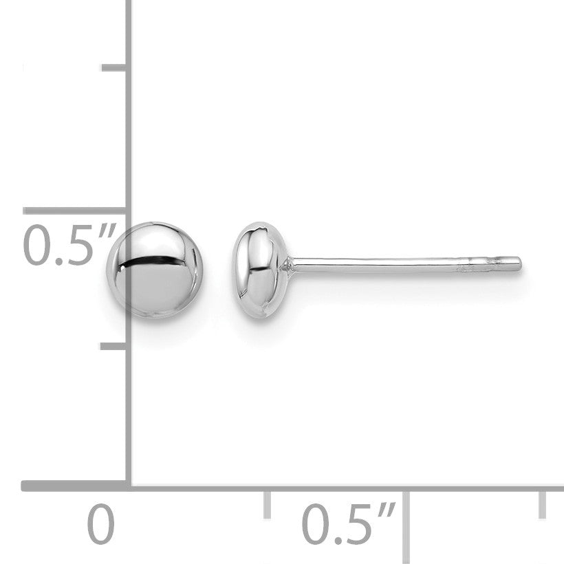 14K White Gold 4.5mm Polished Puffed Round Button Post Earrings