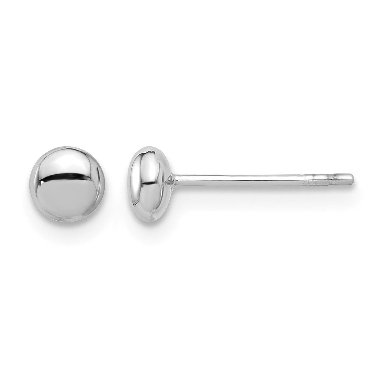 14K White Gold 4.5mm Polished Puffed Round Button Post Earrings