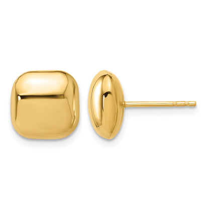 14K 10mm Polished Puffed Square Button Post Earrings