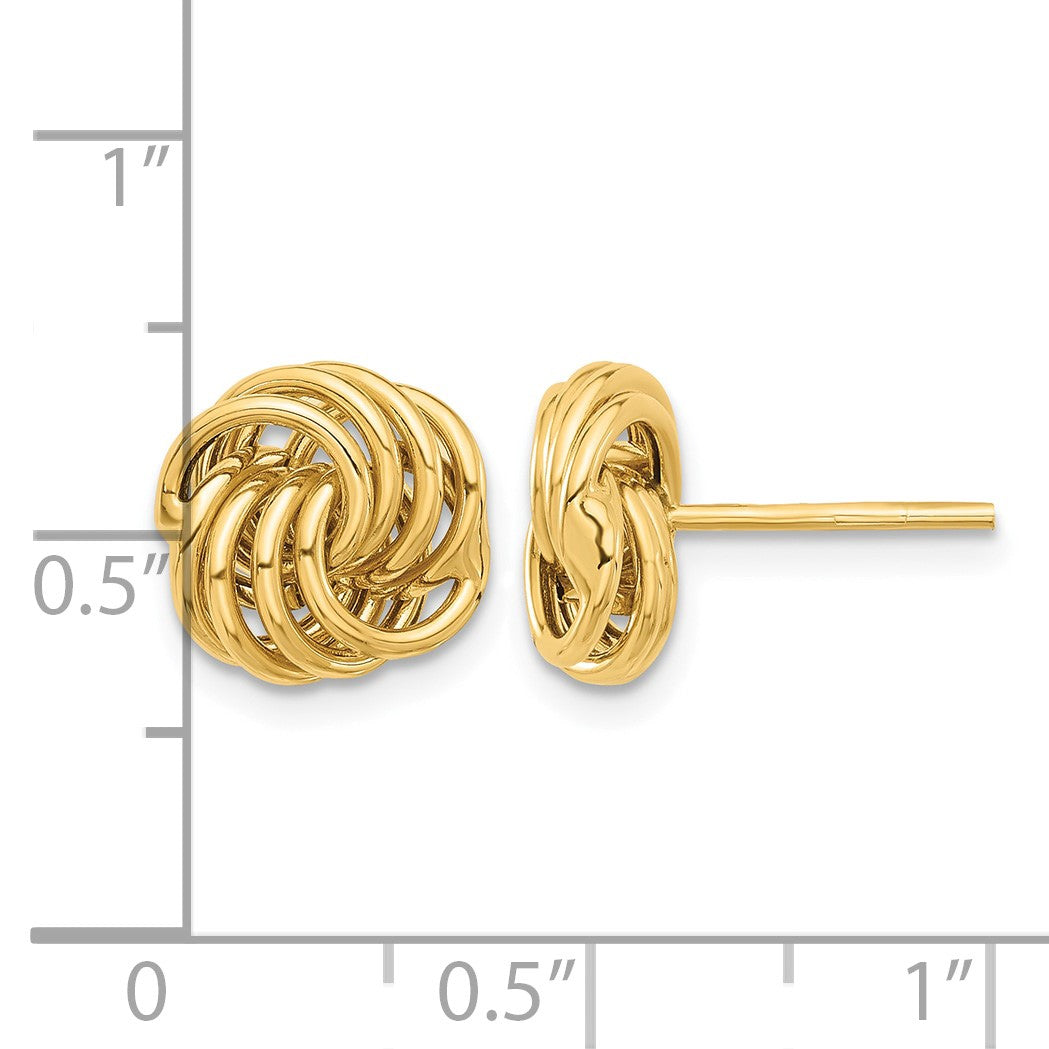 14K 10mm Polished Love Knot Post Earrings