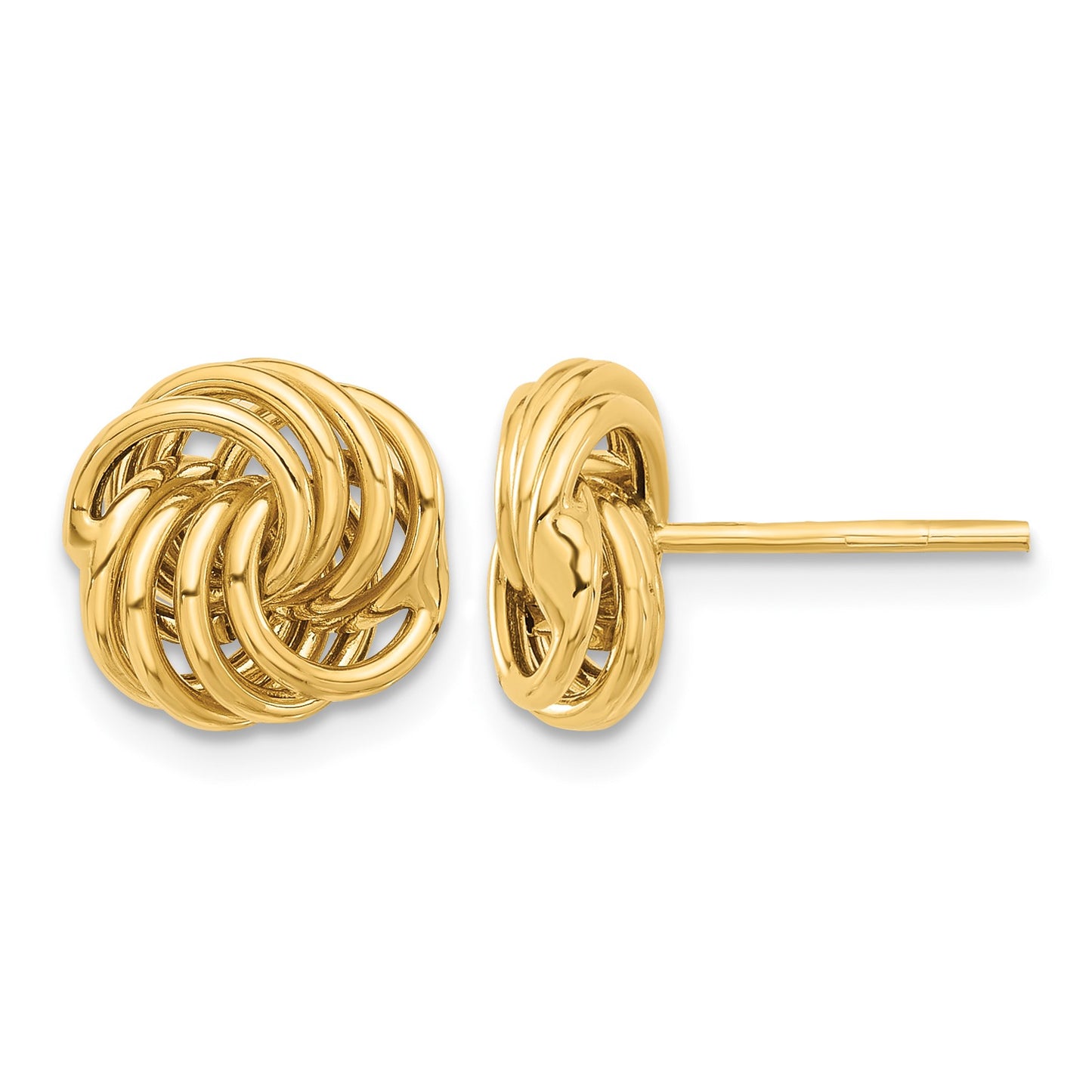 14K 10mm Polished Love Knot Post Earrings