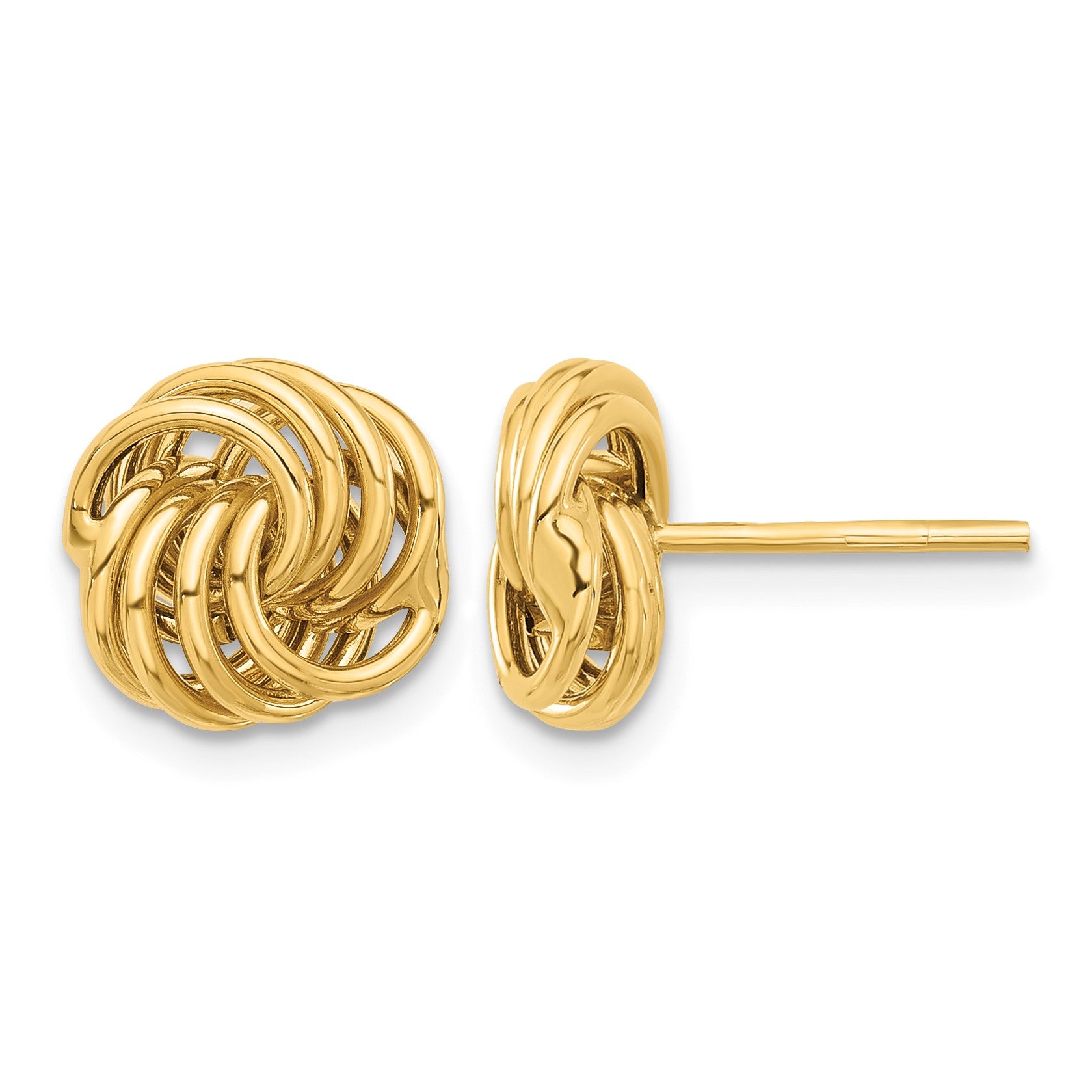 14K 10mm Polished Love Knot Post Earrings