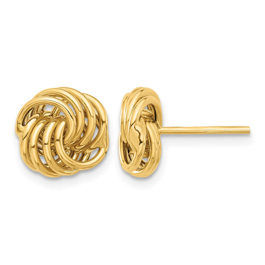 14K 10mm Polished Love Knot Post Earrings