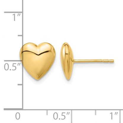 14K Polished Puffed Heart Post Earrings