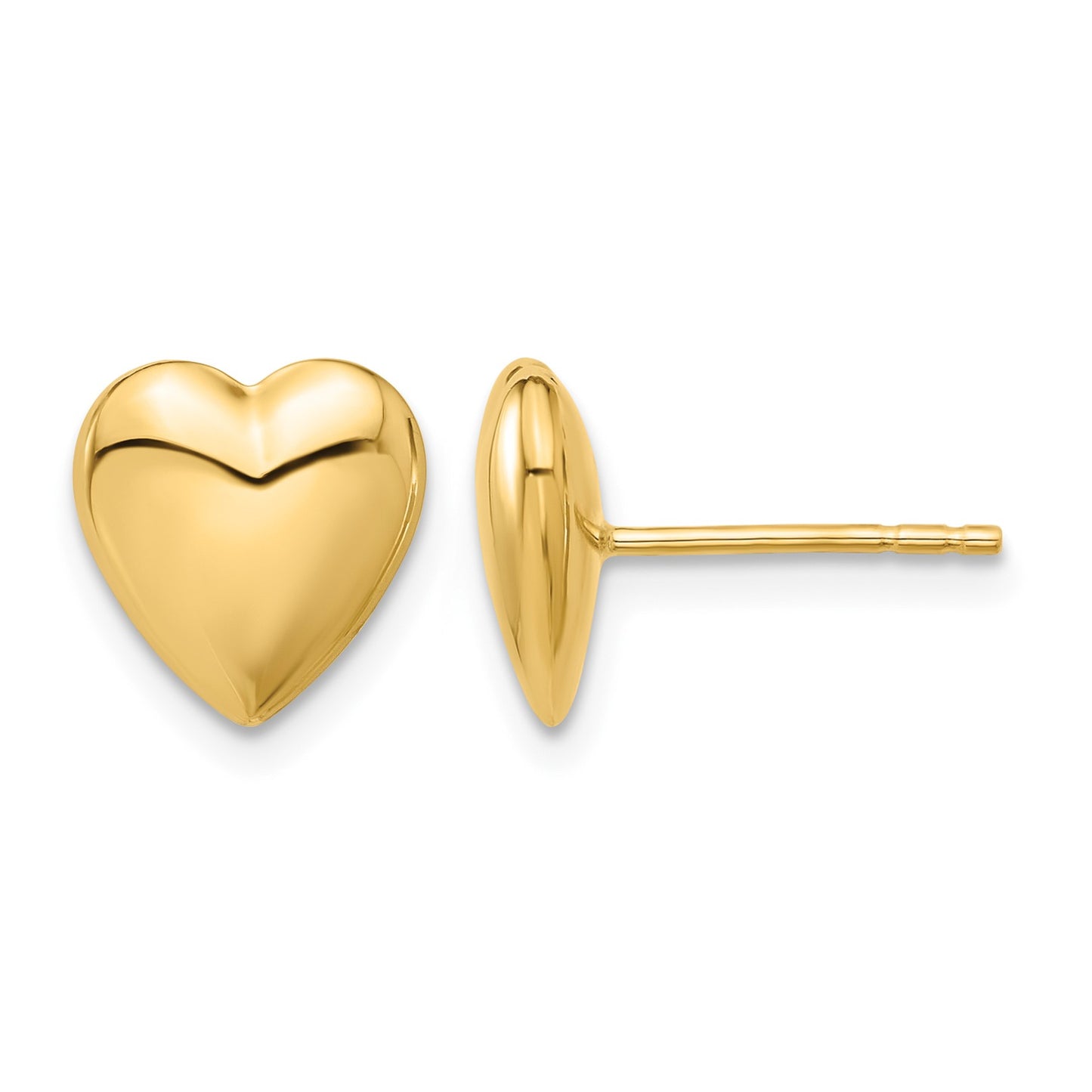 14K Polished Puffed Heart Post Earrings
