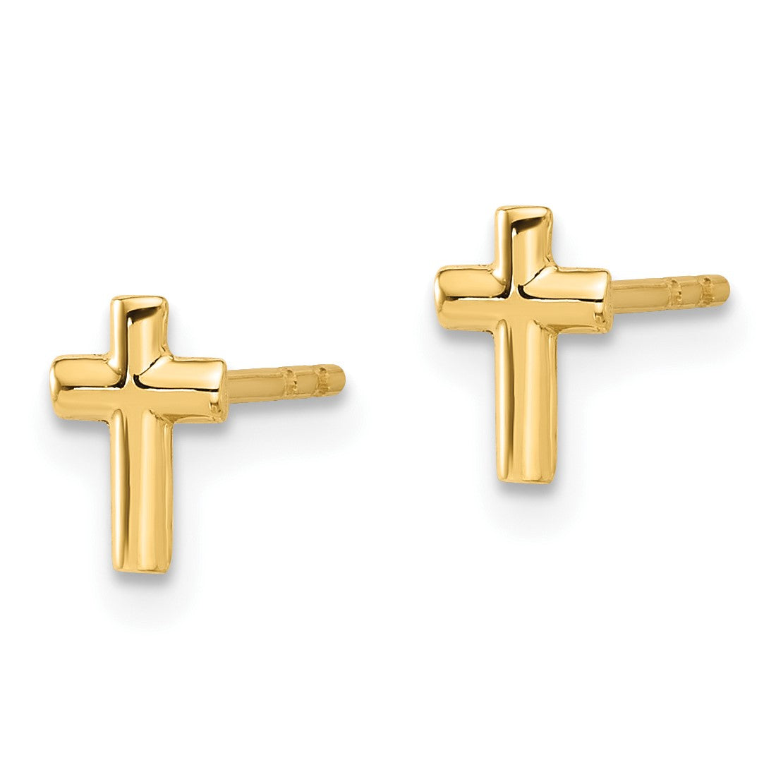 14K Polished Small Cross Post Earrings