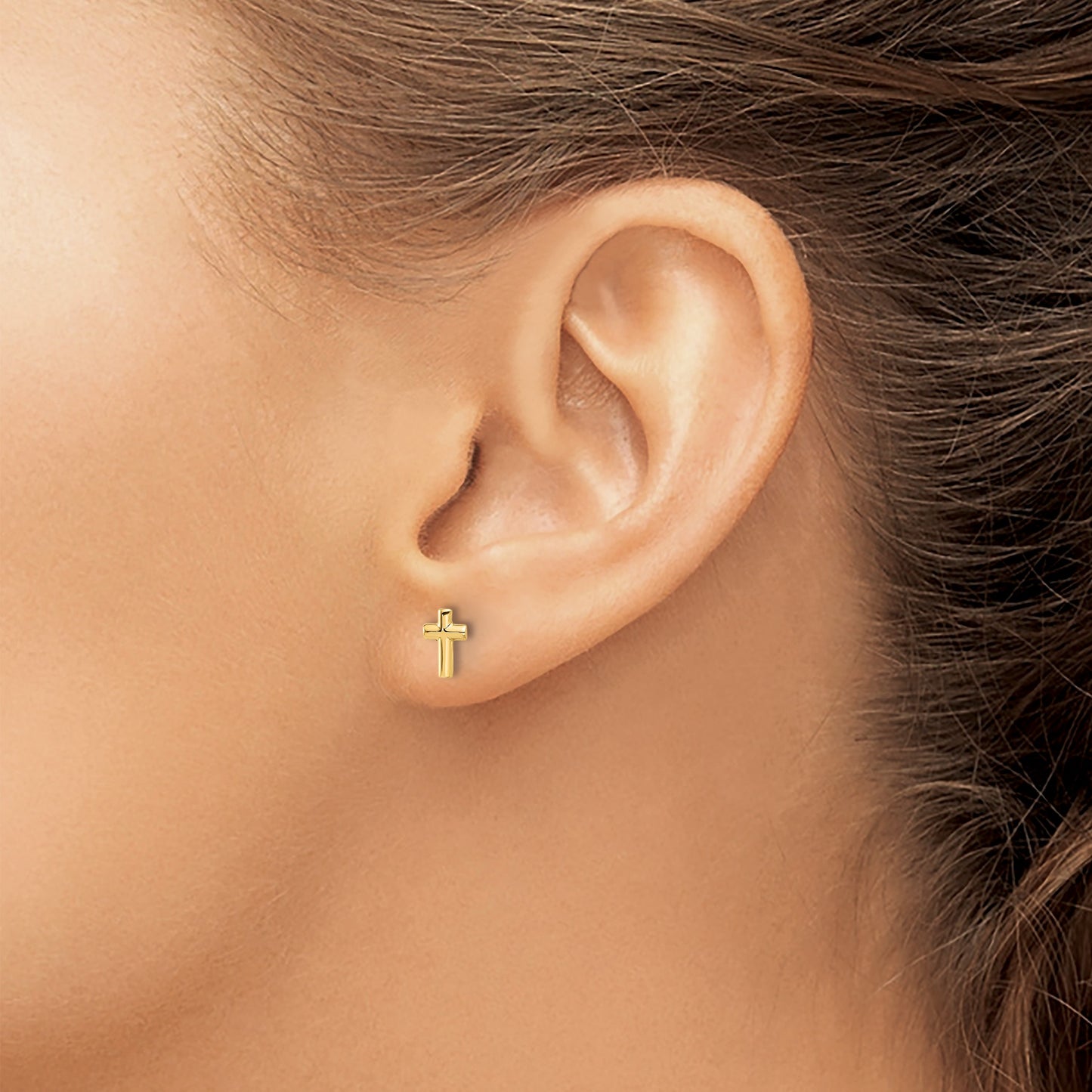 14K Polished Small Cross Post Earrings