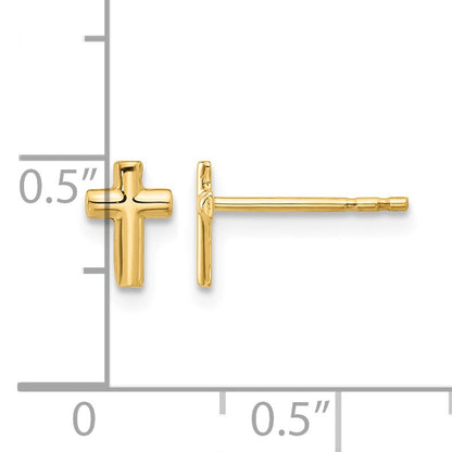 14K Polished Small Cross Post Earrings