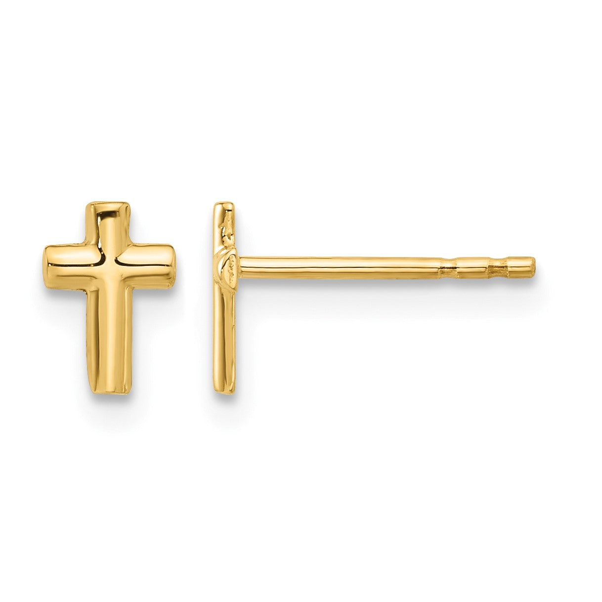 14K Polished Small Cross Post Earrings