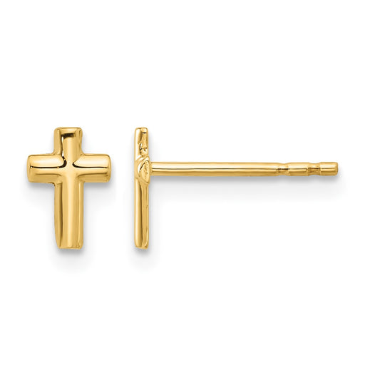 14K Polished Small Cross Post Earrings