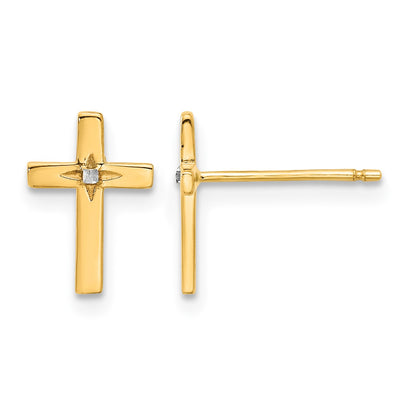 14k and White Rhodium Cross Post Earrings