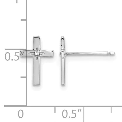 14k White Gold Cross Post Earrings