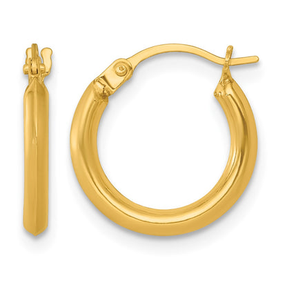 14k 2.00 x 14.00mm Polished Round Tube Hoop Earrings