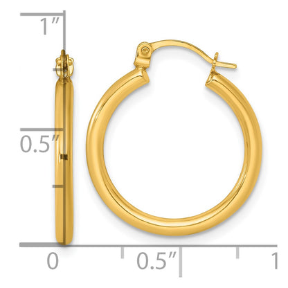 14k Polished 2mm Hoop Earrings