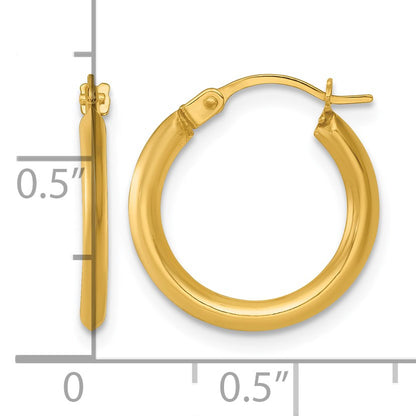 14k 1.5 x 16.00mm Polished Round Tube Hoop Earrings