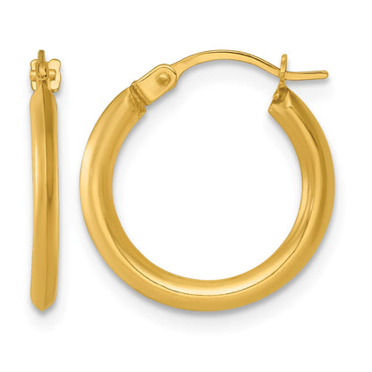 14k 1.5 x 16.00mm Polished Round Tube Hoop Earrings