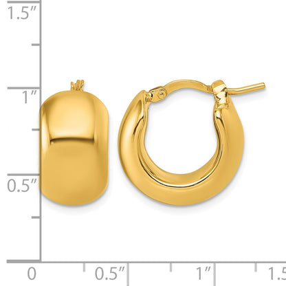 14k Polished 9.75mm x 17mm Puffed Round Hoop Earrings