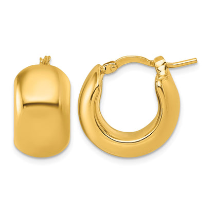 14k Polished 9.75mm x 17mm Puffed Round Hoop Earrings