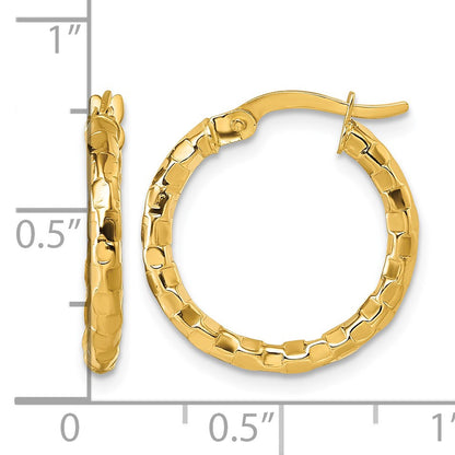14k Polished 2.3 x 19mm Textured Tube Hoop Earrings