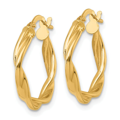 14k Polished Twisted 2.75 x 20mm Tube Hoop Earrings
