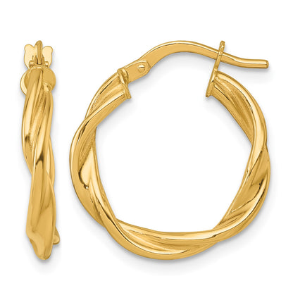 14k Polished Twisted 2.75 x 20mm Tube Hoop Earrings