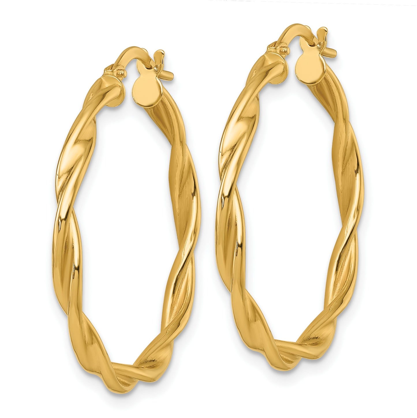 14k Polished Twisted 2.75 x 30mm Tube Hoop Earrings