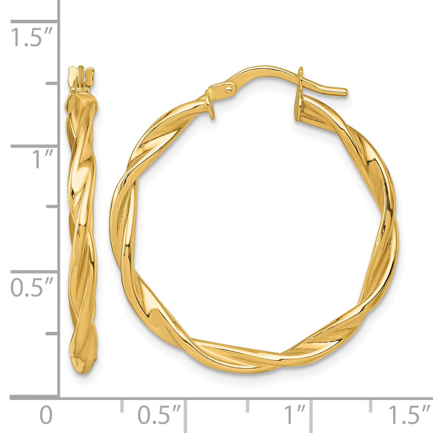 14k Polished Twisted 2.75 x 30mm Tube Hoop Earrings
