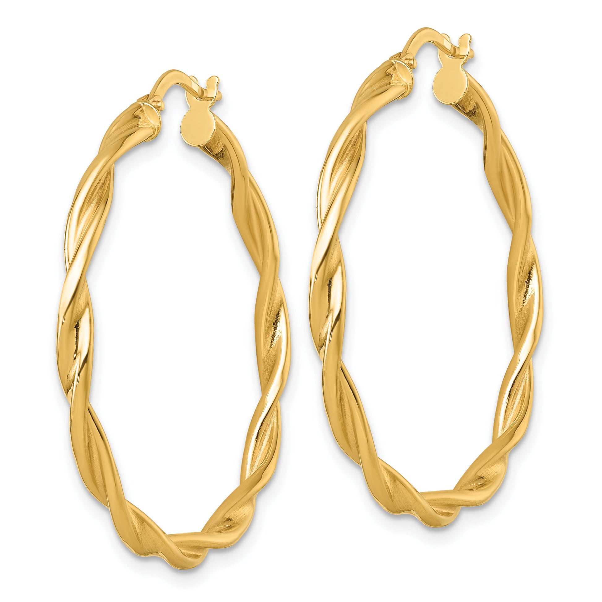 14k Polished Twisted 2.75 x 35mm Tube Hoop Earrings