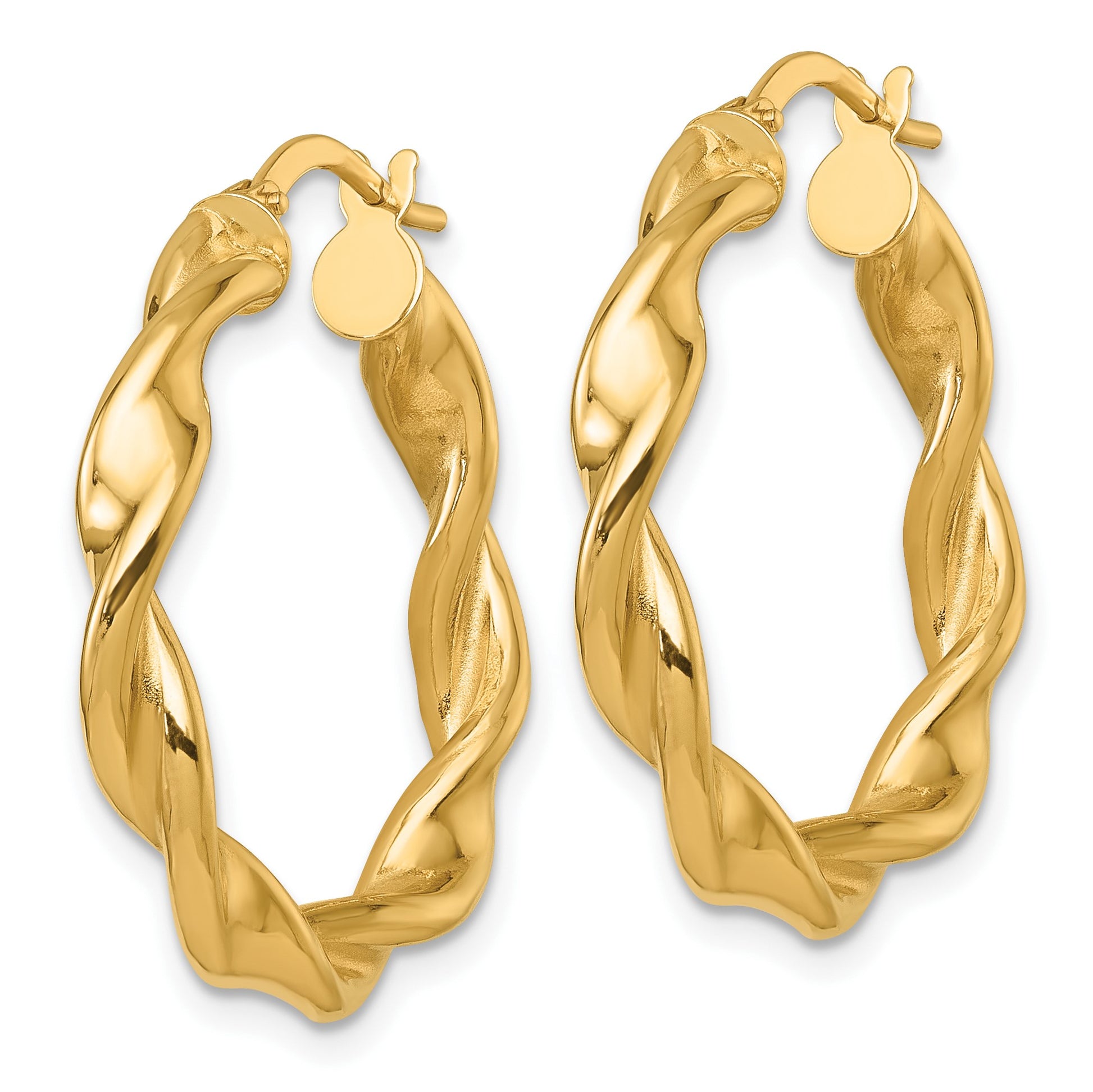 14k Polished Twisted 4.00 x 27mm Tube Hoop Earrings
