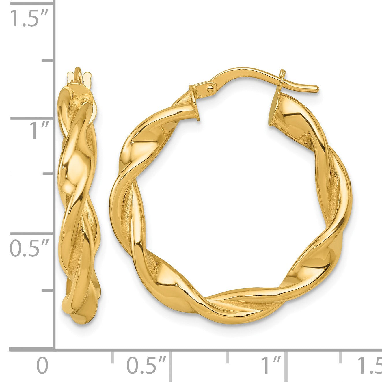 14k Polished Twisted 4.00 x 27mm Tube Hoop Earrings