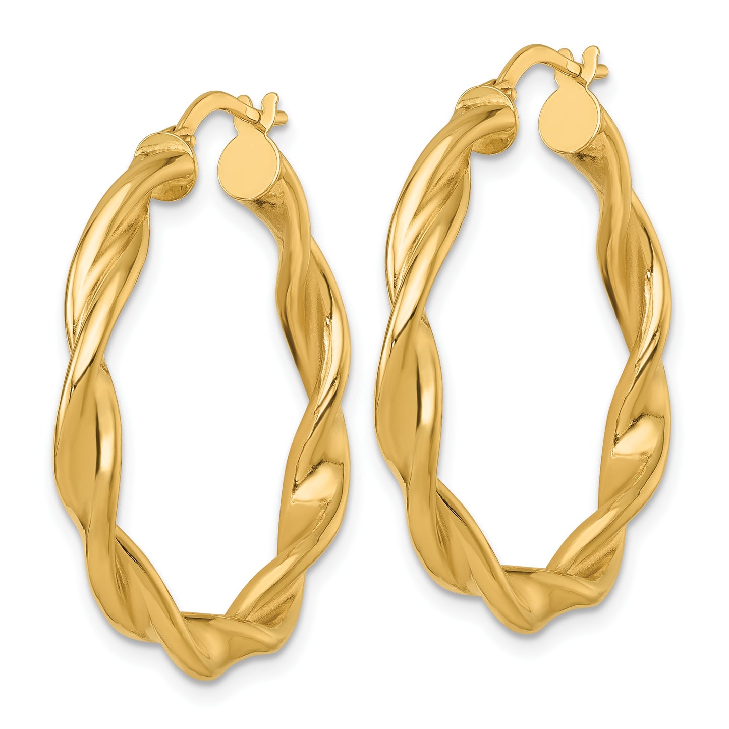 14k Polished Twisted 4.00 x 33mm Tube Hoop Earrings