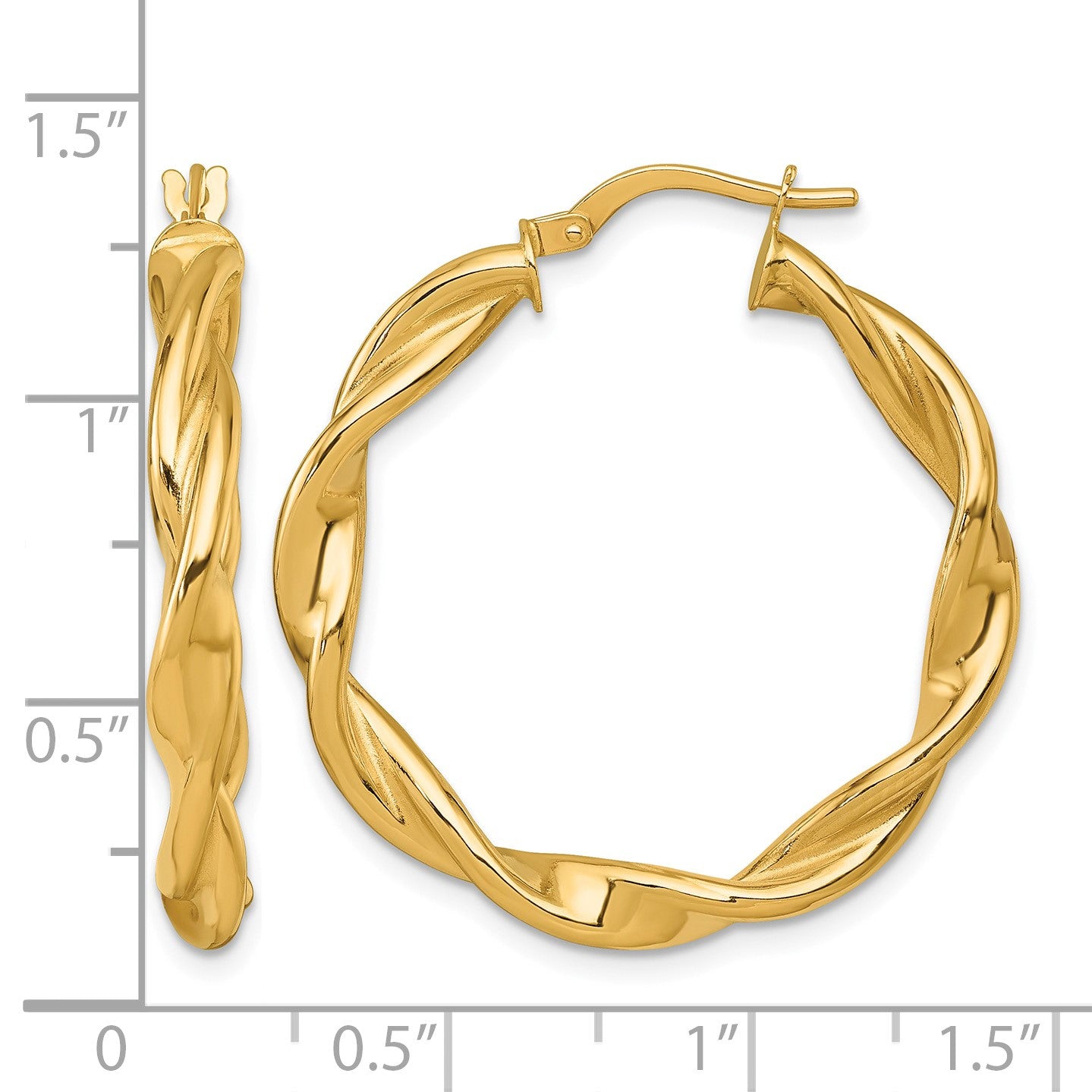 14k Polished Twisted 4.00 x 33mm Tube Hoop Earrings