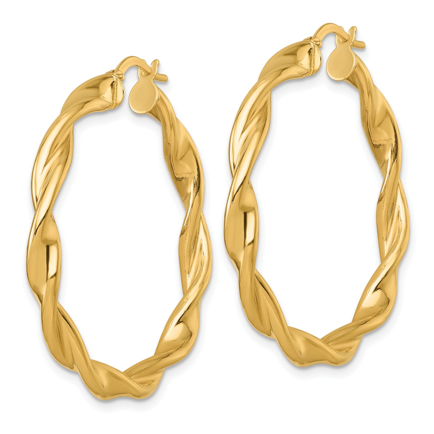 14k Polished Twisted 4.00 x 38mm Tube Hoop Earrings