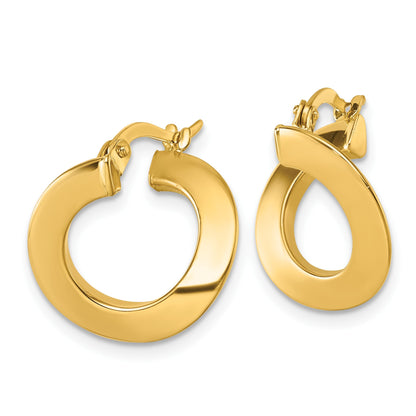 14k Polished Twisted Tube Hoop Earrings