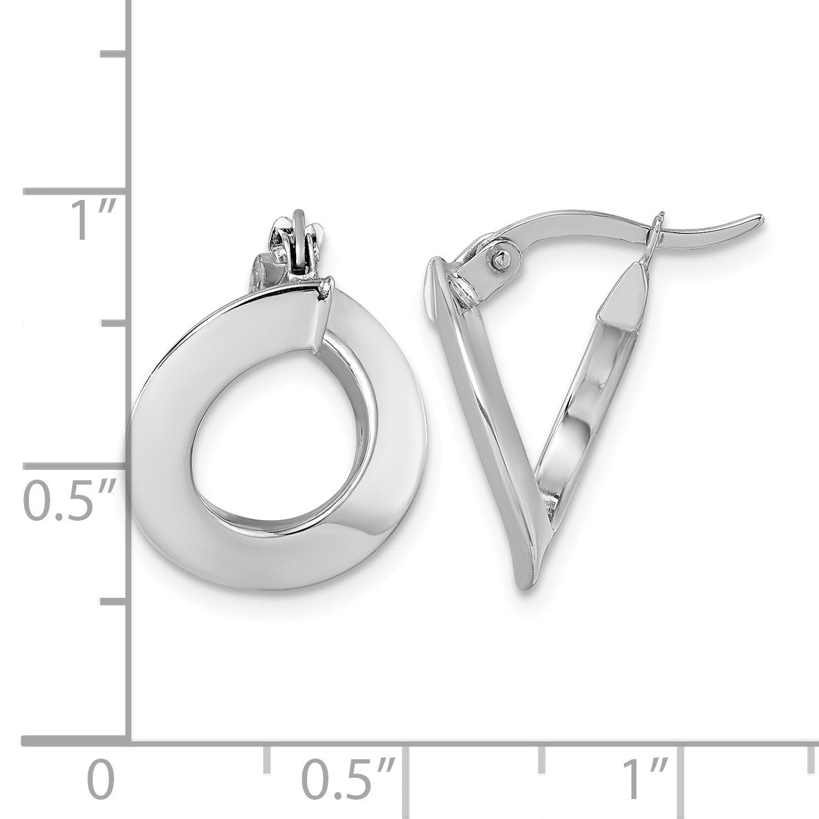 14k White Gold Polished Twisted Tube Hoop Earrings