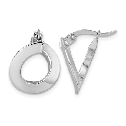 14k White Gold Polished Twisted Tube Hoop Earrings