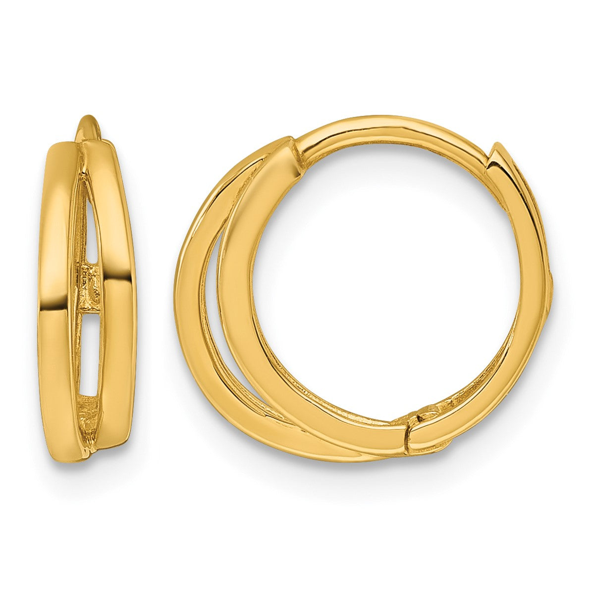 14k Polished Fancy Double Round Hinged Hoop Earrings
