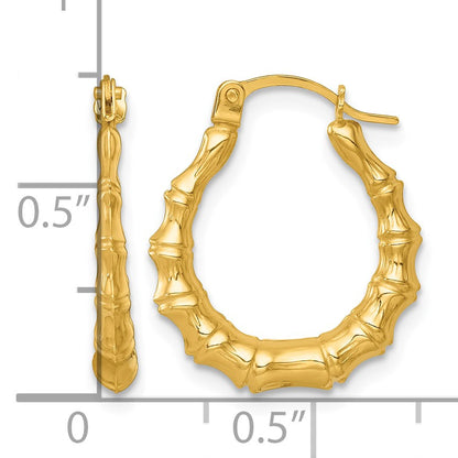 14k Polished 16.00mm Bamboo Hollow Hoop Earrings