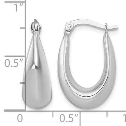 14k White Gold Polished Tapered Hollow Hoop Earrings