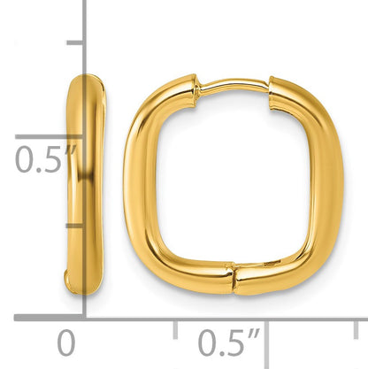 14K Polished Square Endless Tube Hoop Hinged Earrings