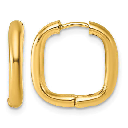 14K Polished Square Endless Tube Hoop Hinged Earrings