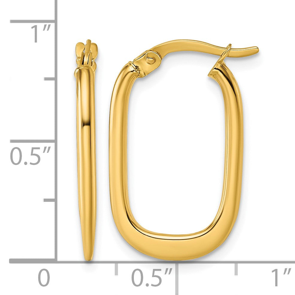 14k Polished Oval Tapered Tube Hoop Earrings