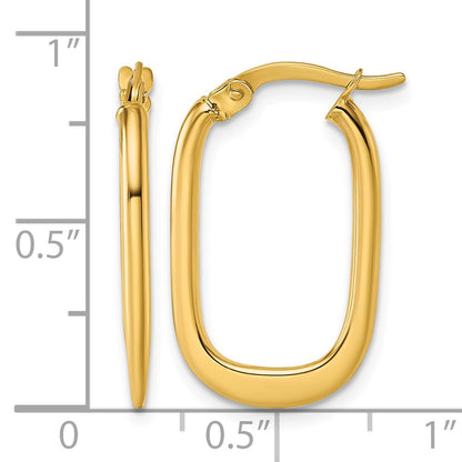 14k Polished Oval Tapered Tube Hoop Earrings