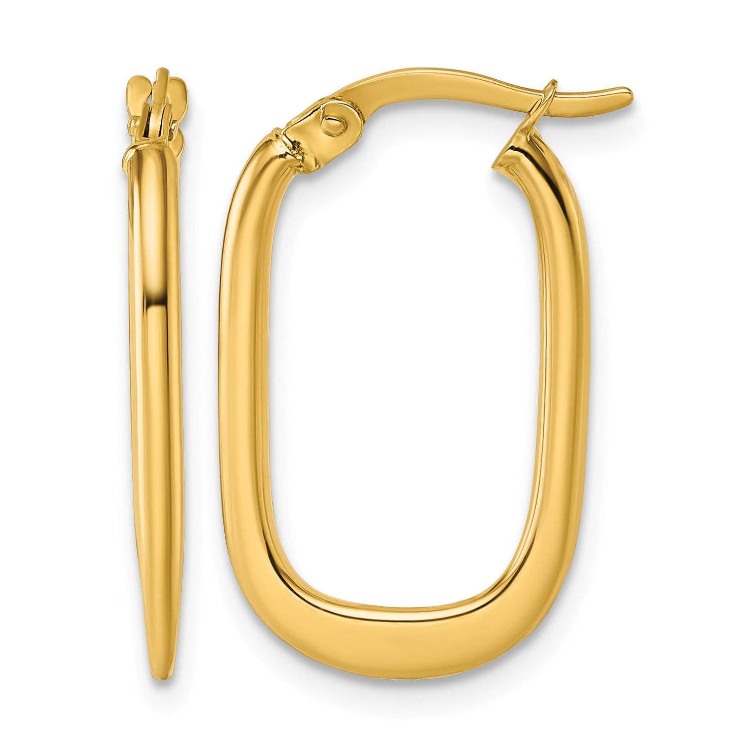 14k Polished Oval Tapered Tube Hoop Earrings